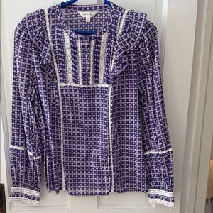 Per Una Purple and White Patterned Blouse Marks and Spencer